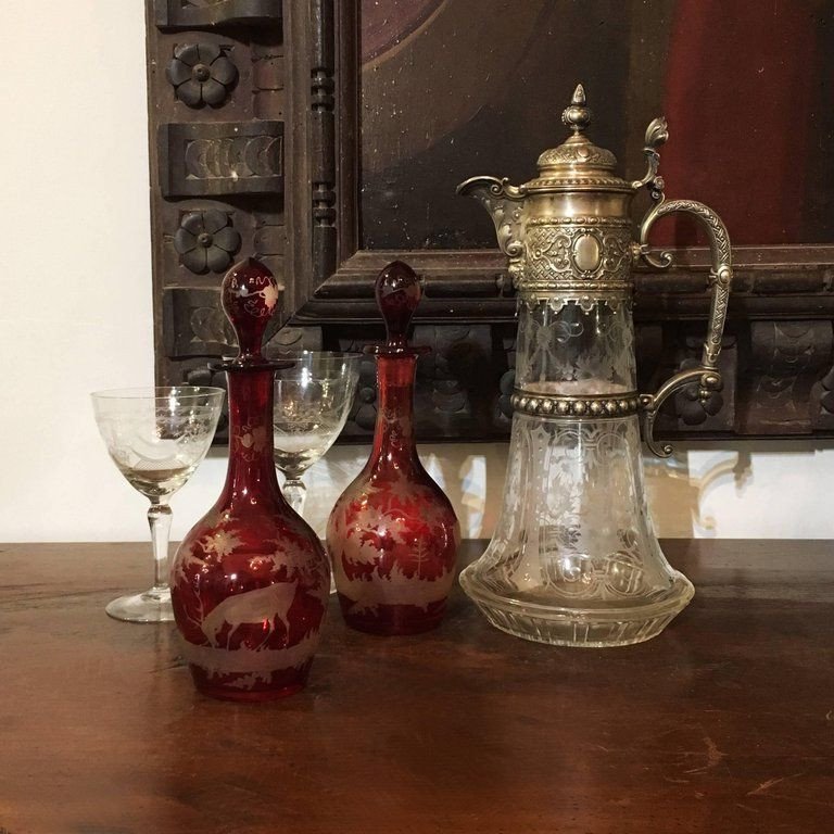 Early 19th Century Pair Of Austrian Crystal Bottles -photo-5