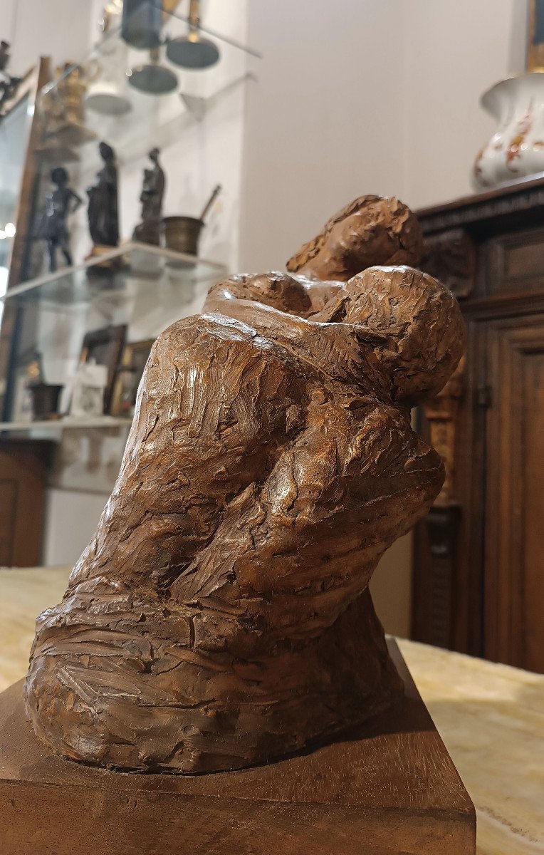 SCULPTURE «L'ÉTREINTE DE L'AMOUR» 20ème SIÈCLE-photo-2