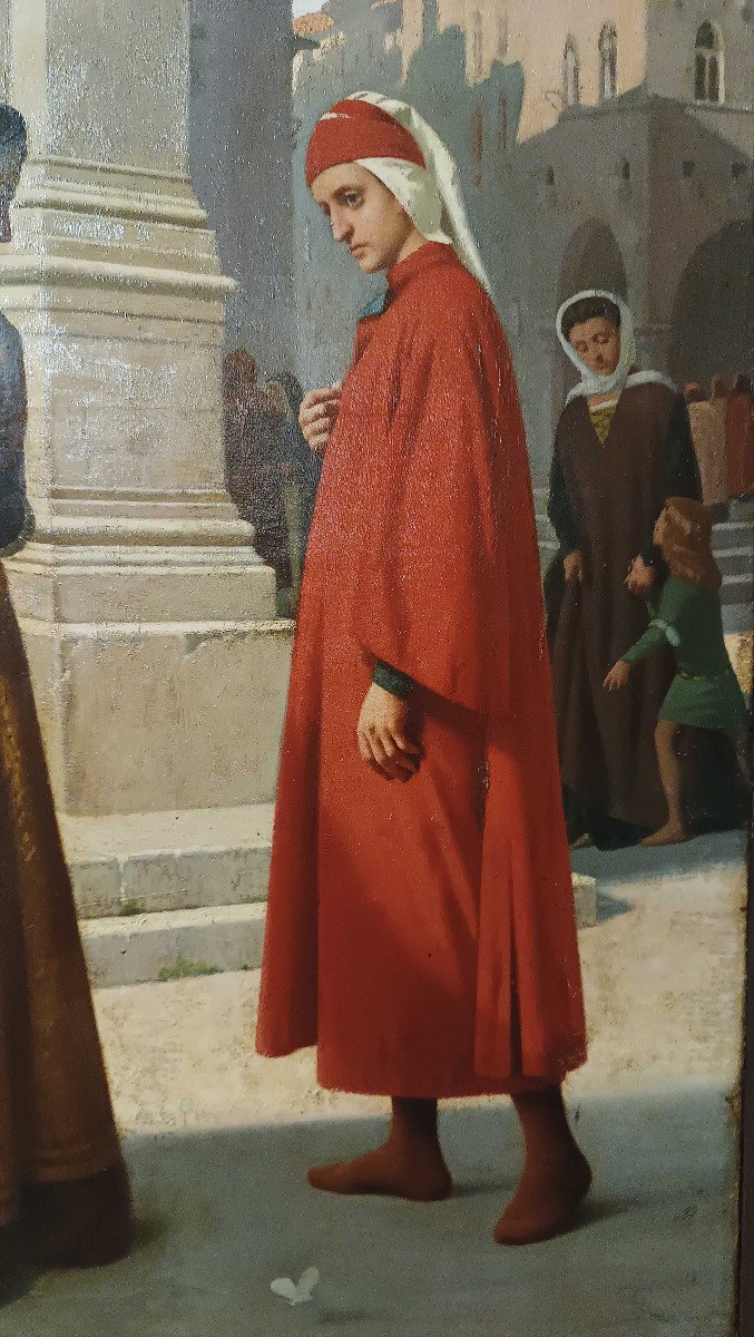 Second Half Of The 19th Century Dante And Beatrice Painting By Raffaele Sorbi -photo-3