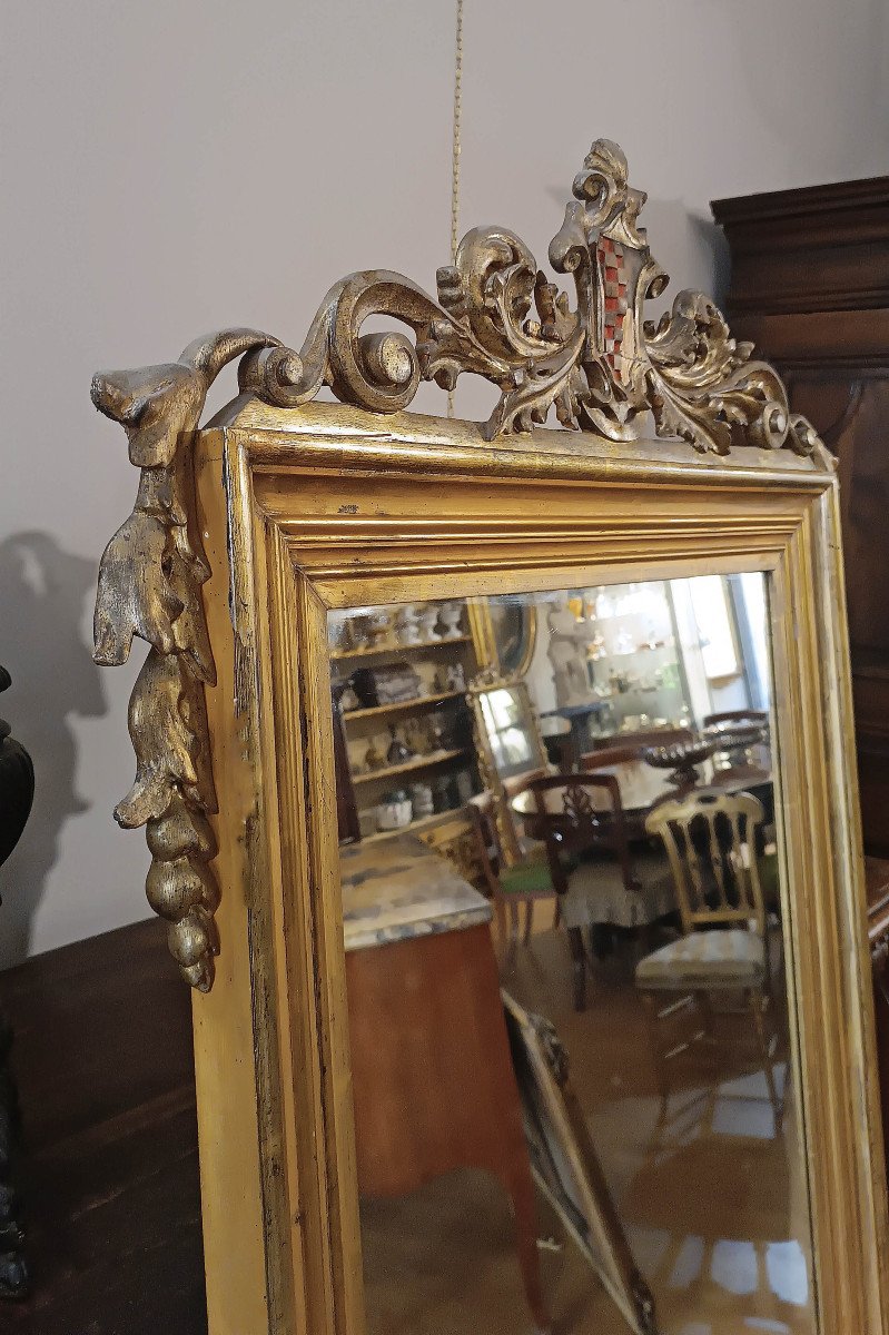 MIROIR DORÉ AVEC BLASON NOBLE DU DÉBUT DU 19ème SIÈCLE-photo-3