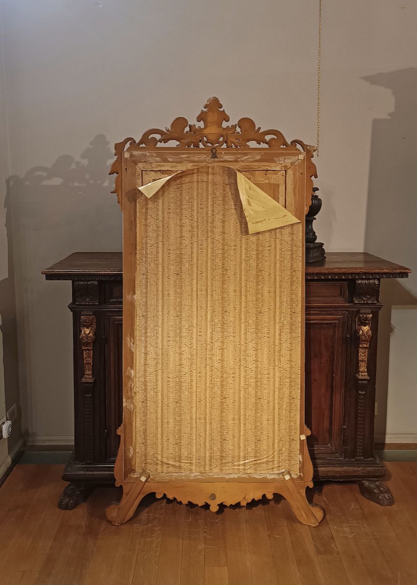 MIROIR DORÉ AVEC BLASON NOBLE DU DÉBUT DU 19ème SIÈCLE-photo-6