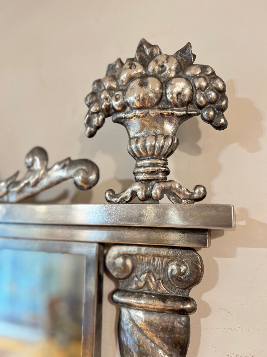 Early 19th Century Silver Metal Mirror -photo-1