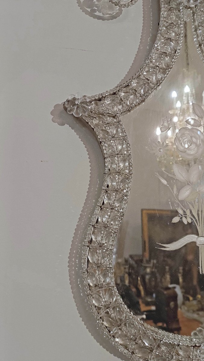 PAIRE DE MIROIRS NÉOCLASSIQUES AVEC CRISTAUX FIN 18ème SIÈCLE  -photo-2