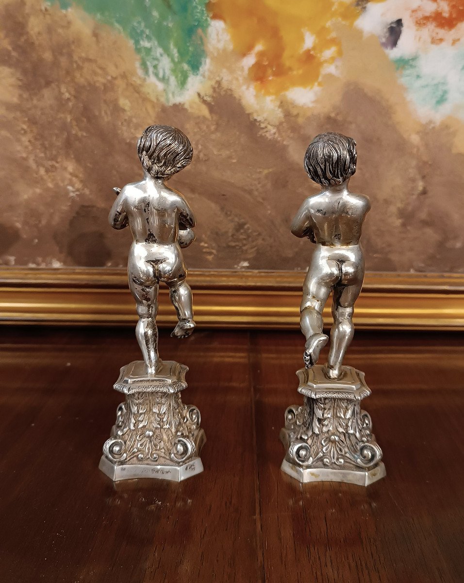 Second Half Of The 19th Century Pair Of Silver Cupids -photo-1