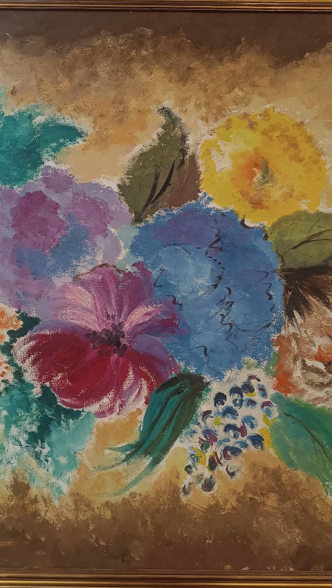 TABLEAU AVEC DES FLEURS DEUXIÈME MOITIÉ DU 20ème SIÈCLE-photo-1