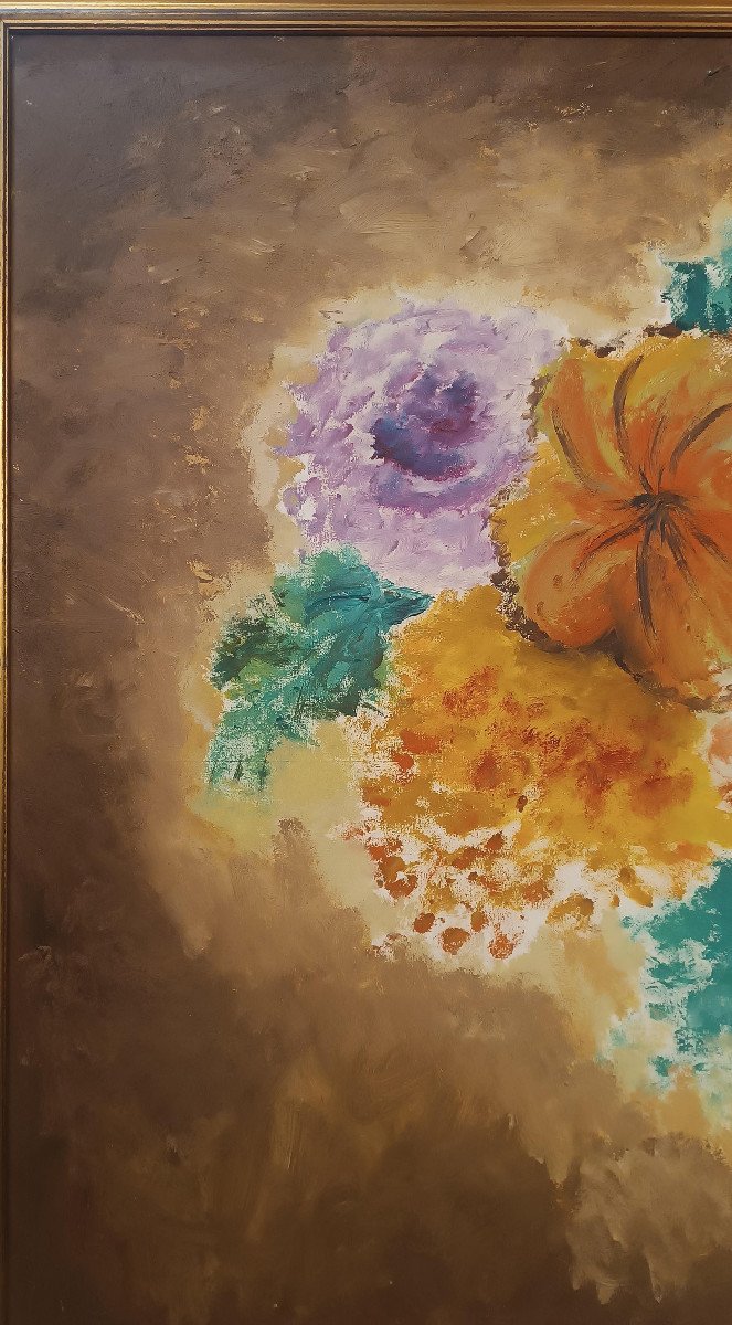 TABLEAU AVEC DES FLEURS DEUXIÈME MOITIÉ DU 20ème SIÈCLE-photo-7