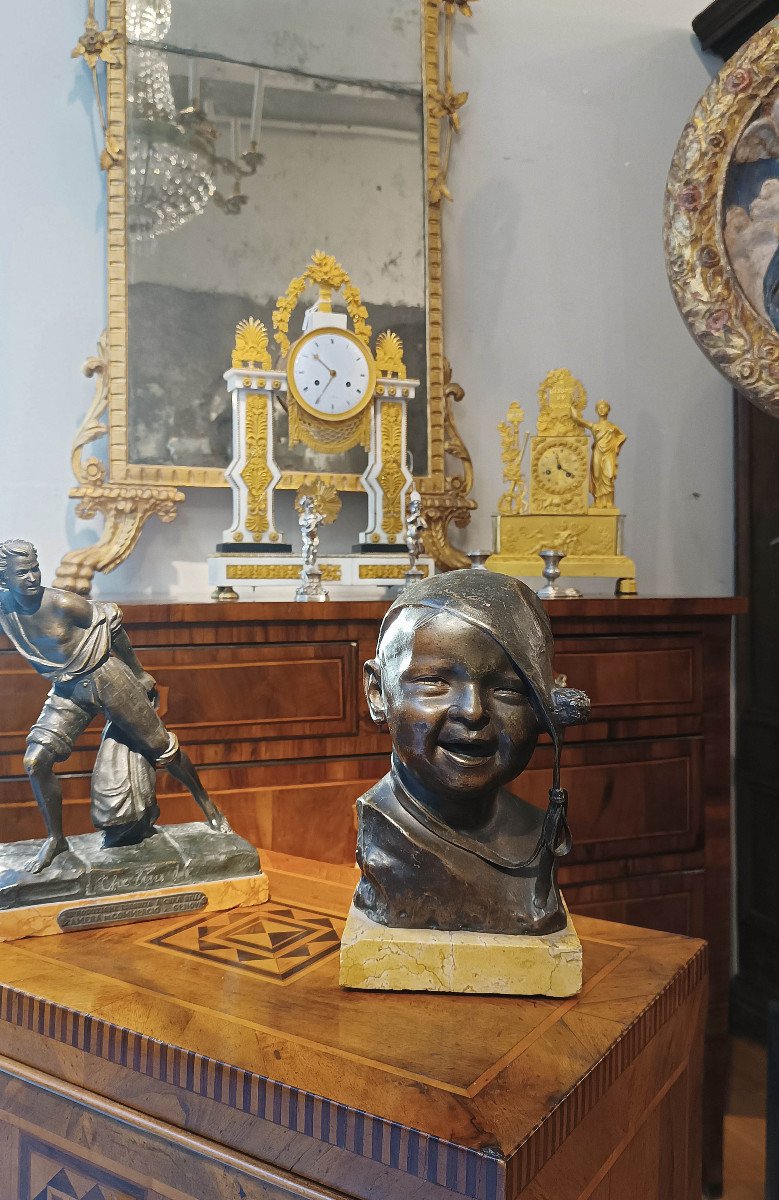 Early 20th Century Small Bronze Child With Cap By P. Piraino -photo-6