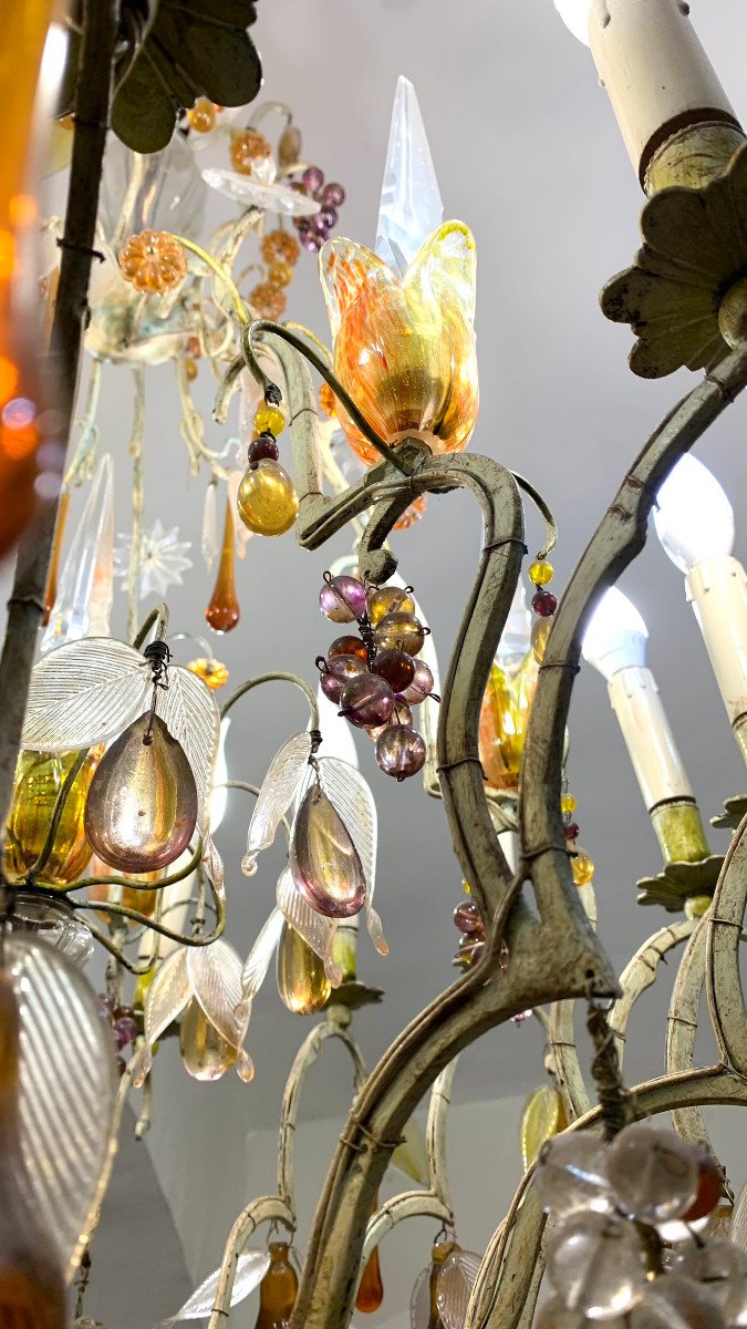 LUSTRE AVEC DES FRUITS EN VERRE FIN DU 19ème SIÈCLE-photo-1