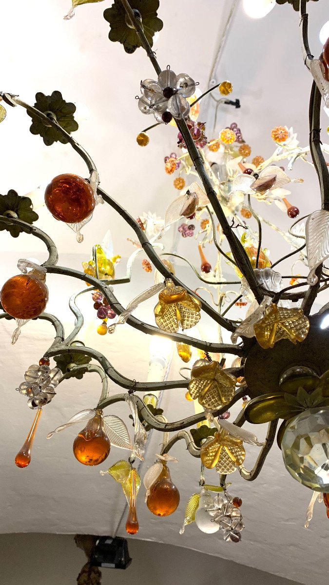 LUSTRE AVEC DES FRUITS EN VERRE FIN DU 19ème SIÈCLE-photo-2