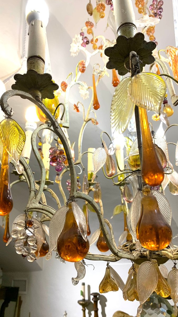 LUSTRE AVEC DES FRUITS EN VERRE FIN DU 19ème SIÈCLE-photo-3