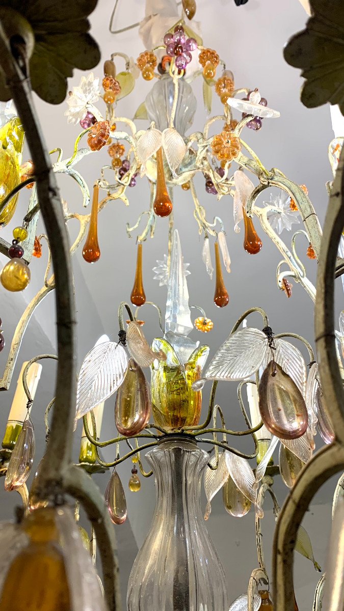 LUSTRE AVEC DES FRUITS EN VERRE FIN DU 19ème SIÈCLE-photo-4