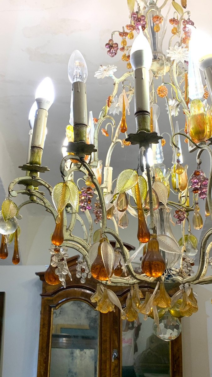 LUSTRE AVEC DES FRUITS EN VERRE FIN DU 19ème SIÈCLE-photo-6