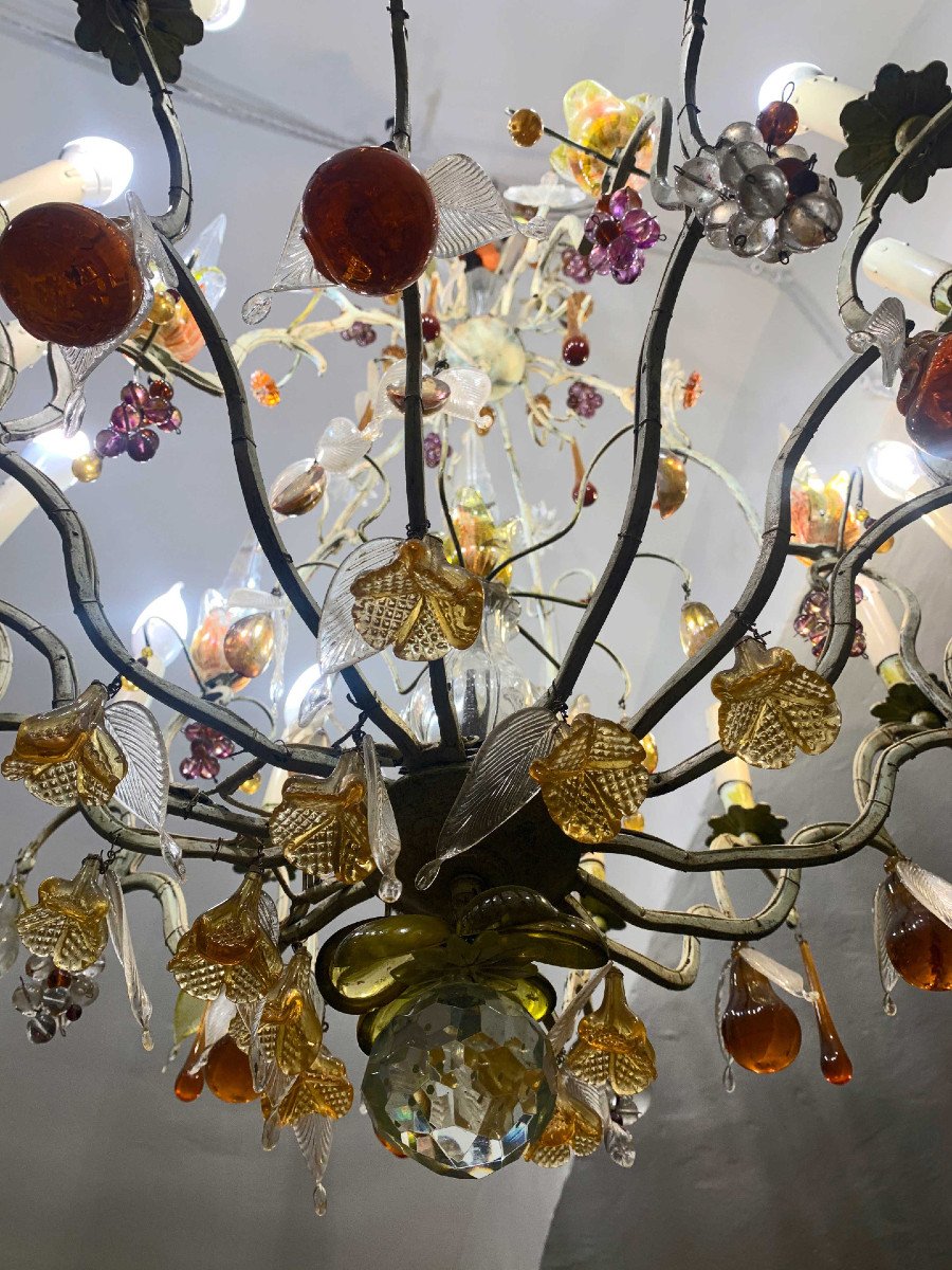 LUSTRE AVEC DES FRUITS EN VERRE FIN DU 19ème SIÈCLE-photo-7