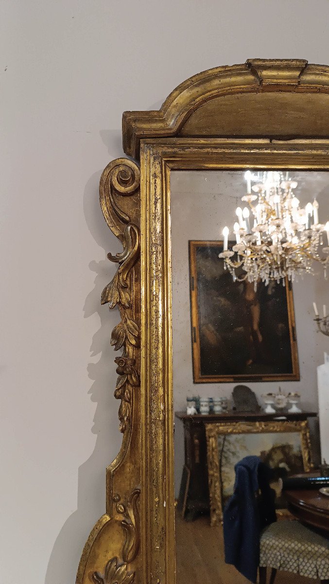 Second Half Of The 18th Century Small Mirror In Golden Wood -photo-2
