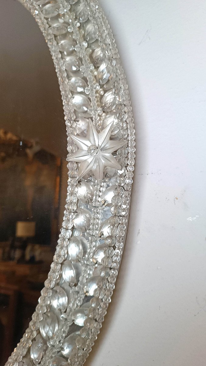 Late 18th Century Neoclassical Mirror With Crystals -photo-2
