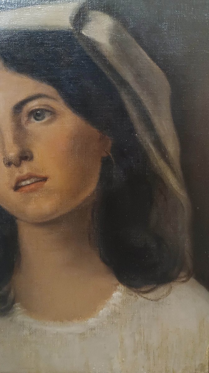 PORTRAIT D'UNE JEUNE FEMME DE ESPOSITO DEUXIÈME MOITIÉ DU 19ème SIÈCLE-photo-3