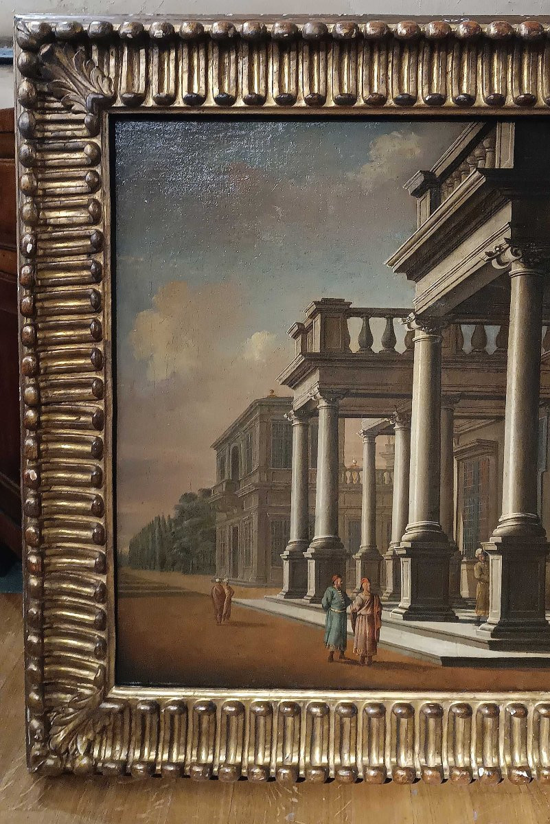 Second Half Of The 18th Century Painting With Architectural Caprice-photo-4