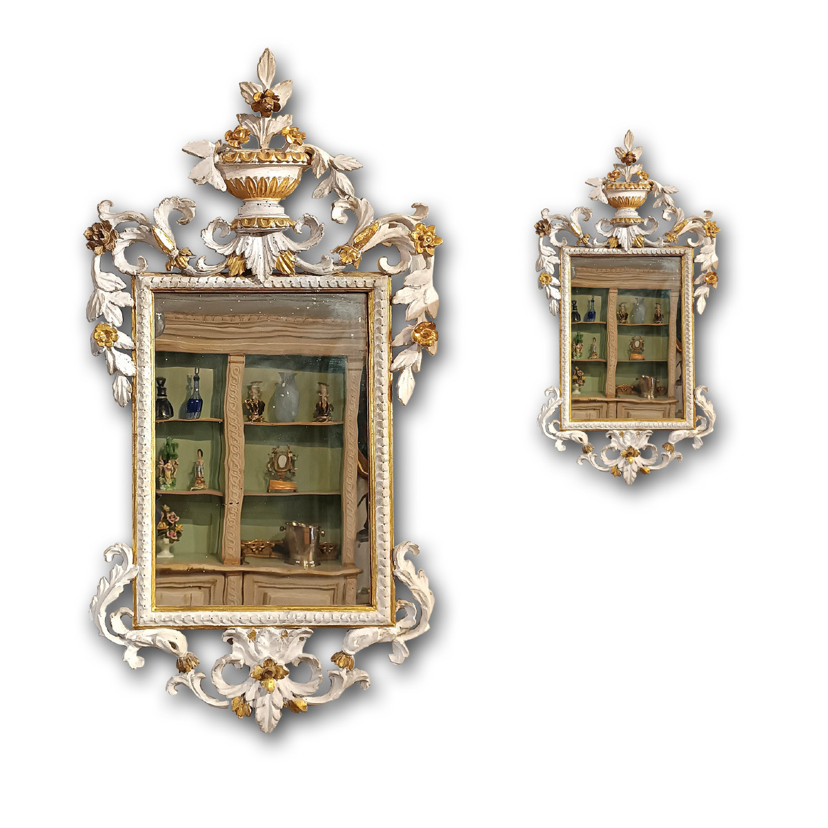 Late 18th Century Pair Of Lacquered And Gilt Mirrors 