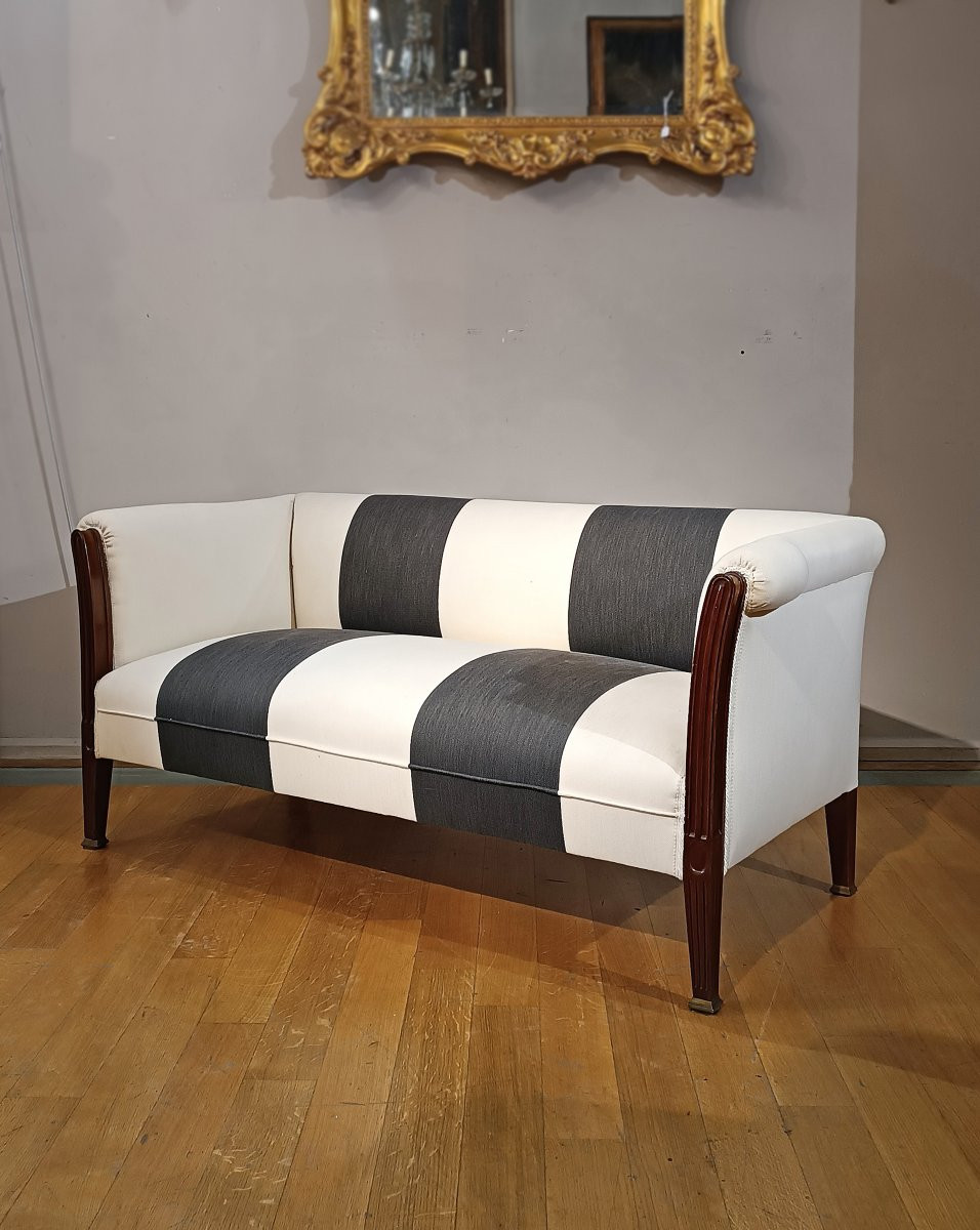 Early 19th Century Mahogany And Linen Sofa-photo-3