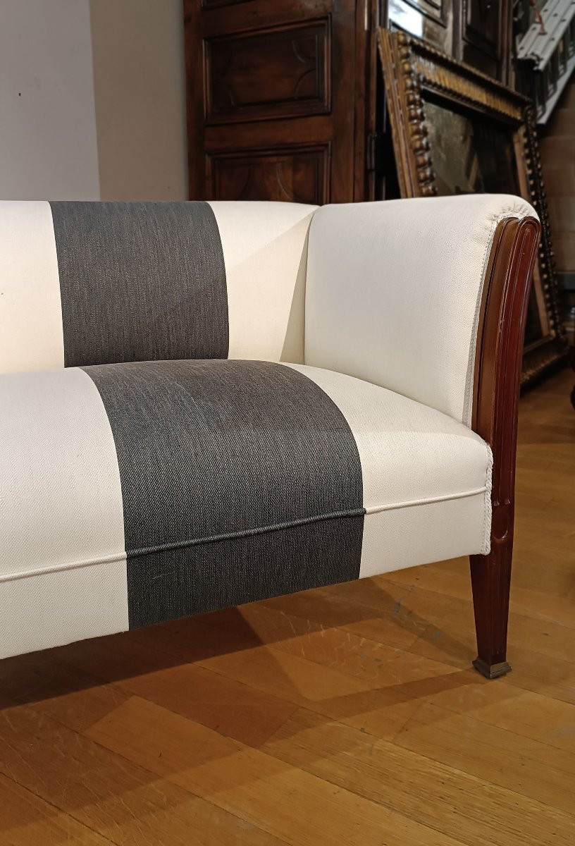 Early 19th Century Mahogany And Linen Sofa-photo-3