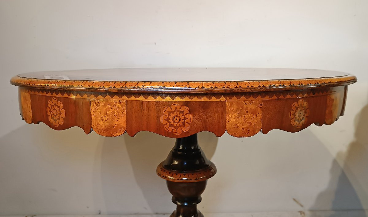 Early 19th Century Charles X Center Table With Inlays-photo-3