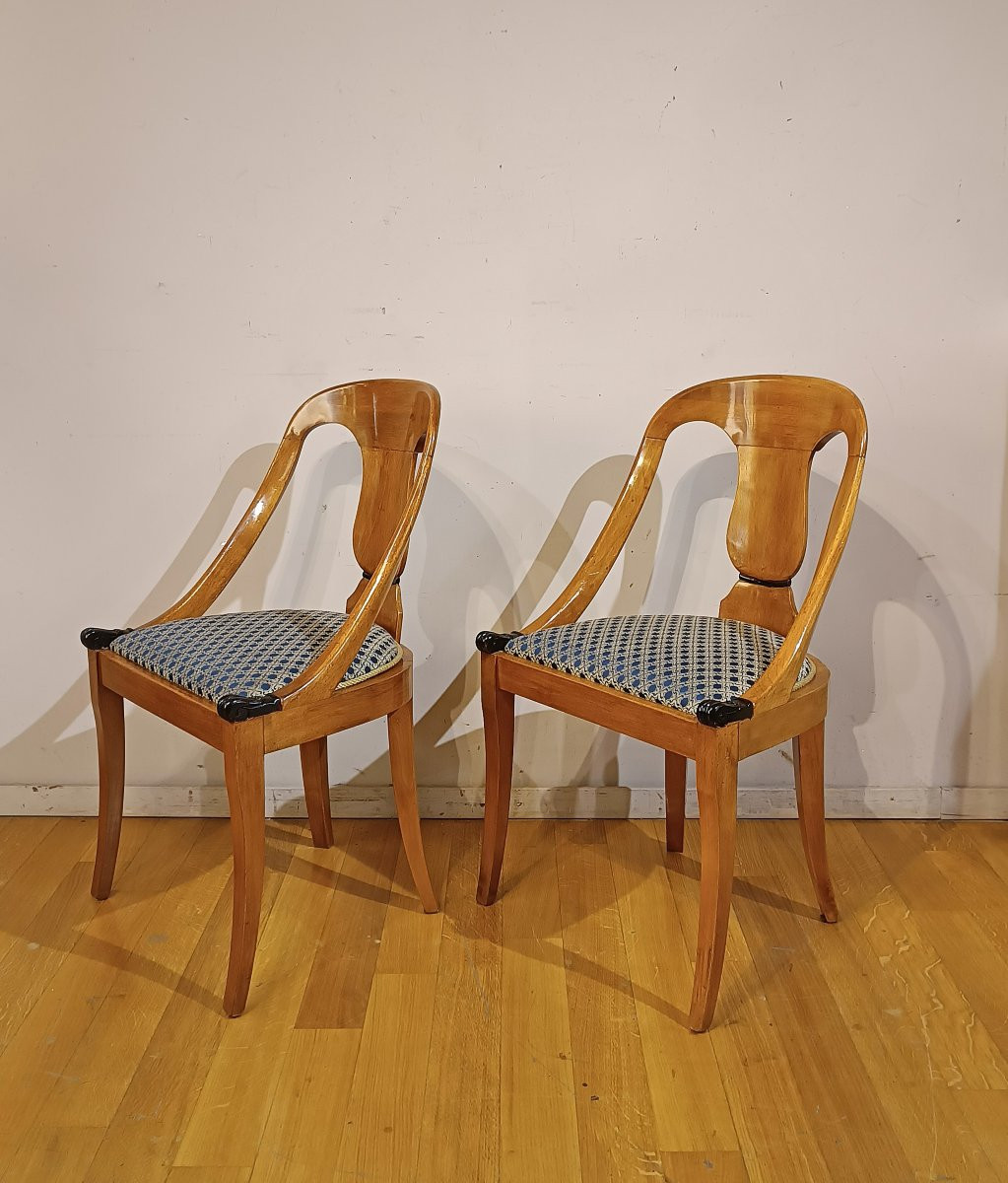 First Half Of The 19th Century Charles X Small Armchairs In Walnut -photo-2