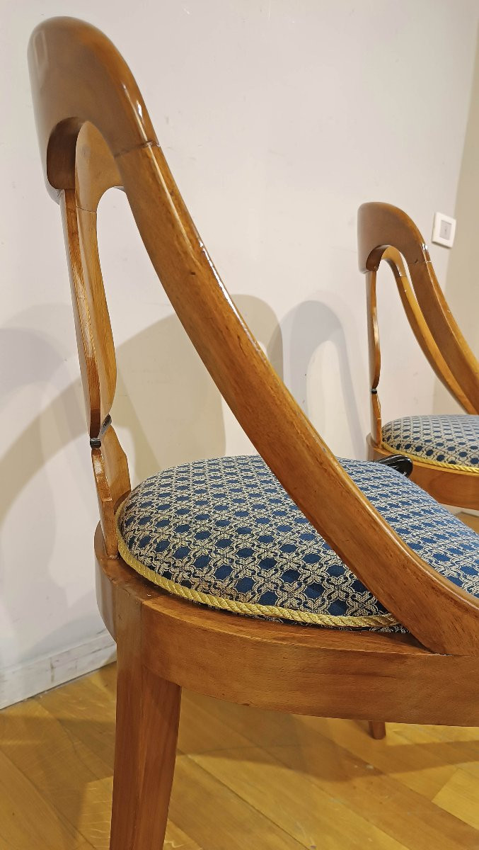 First Half Of The 19th Century Charles X Small Armchairs In Walnut -photo-5