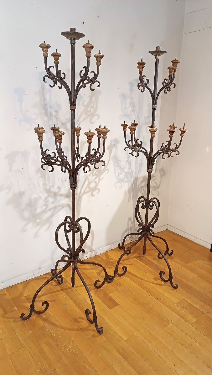 19th Century Pair Of Iron Torches-photo-2