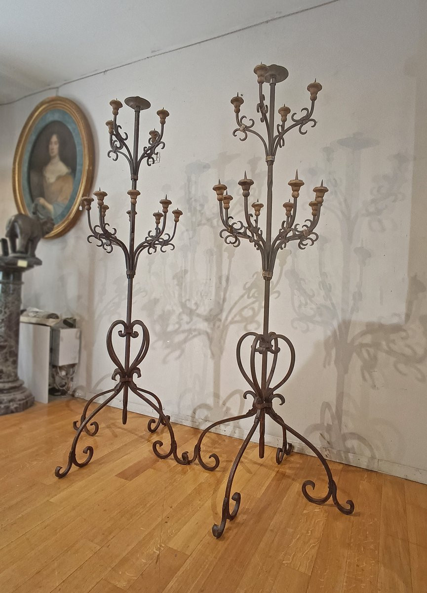 19th Century Pair Of Iron Torches-photo-6