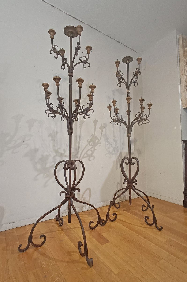 19th Century Pair Of Iron Torches-photo-8