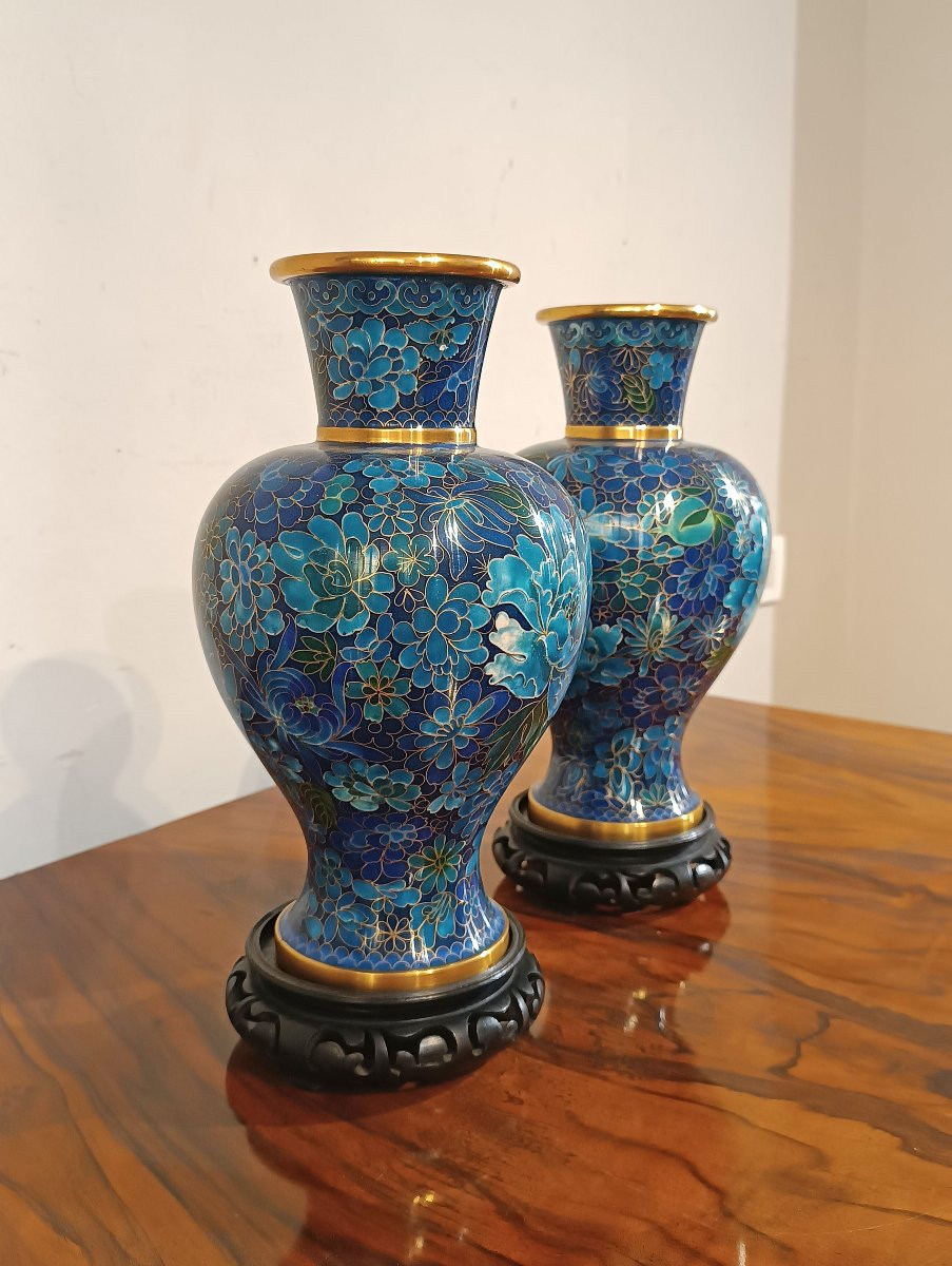 Late 19th-early 20th Century Pair Of Cloisonné Chinese Vases -photo-3