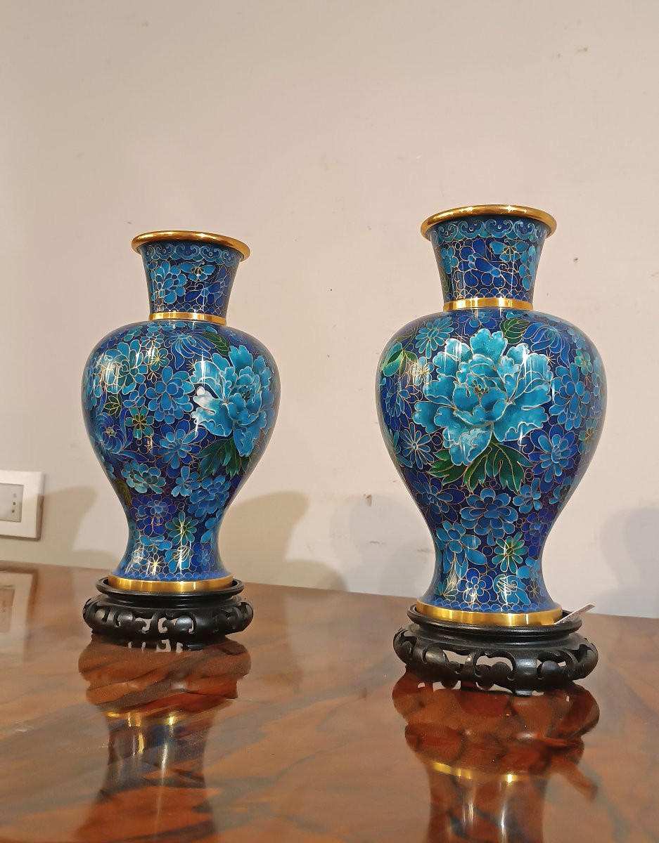 Late 19th-early 20th Century Pair Of Cloisonné Chinese Vases -photo-6