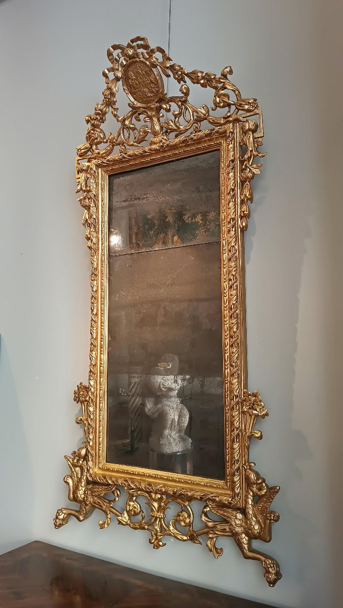 End Of The 18th Century Neoclassical Golden Mirror-photo-3
