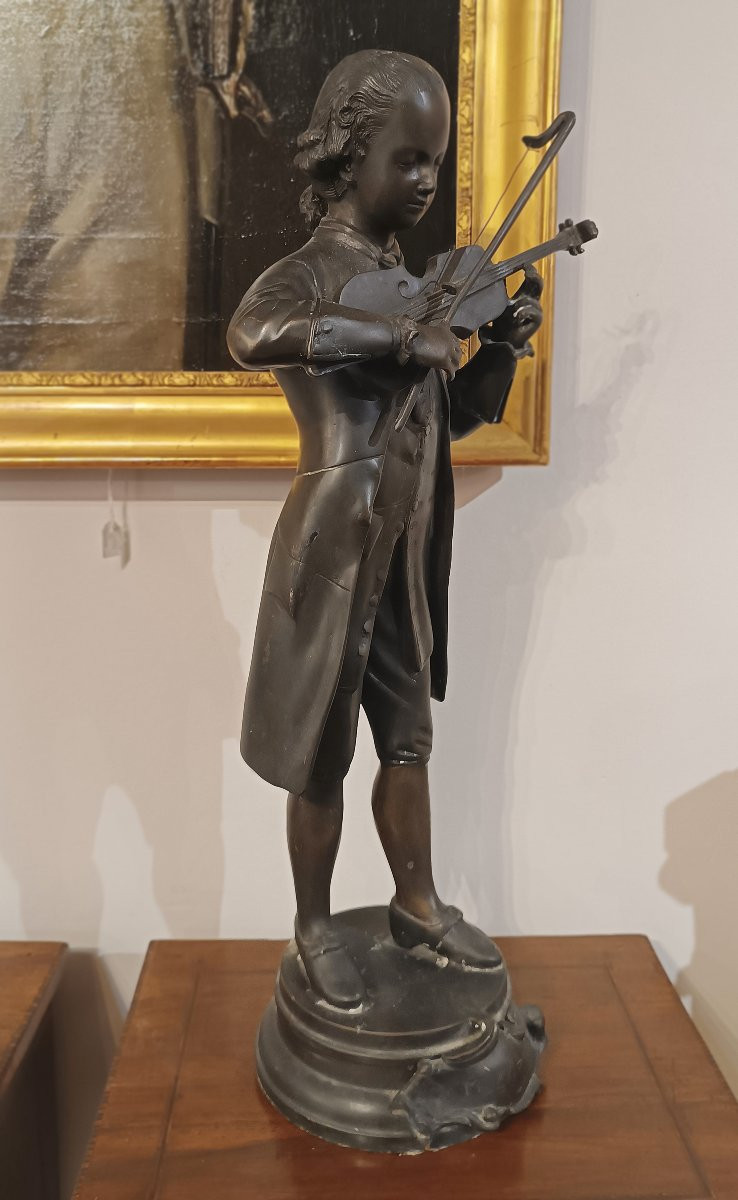 SCULPTURE EN BRONZE PORTRAIT DE MOZART FIN DU 19ème SIÈCLE-photo-2