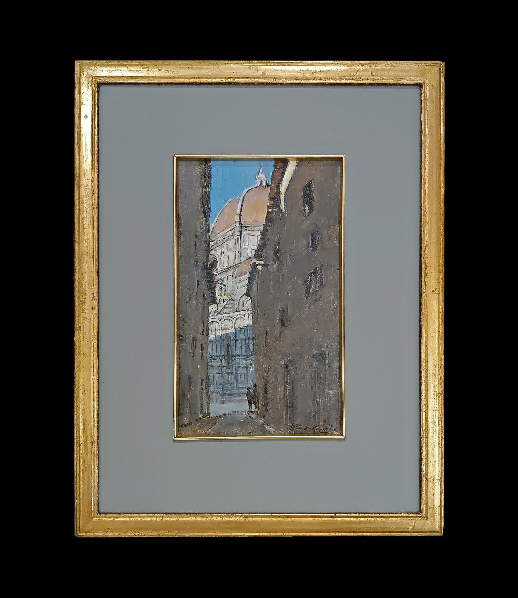 TABLEAU AVEC VUE FLORENTINE DÉBUT DU 20ème SIÈCLE-photo-2