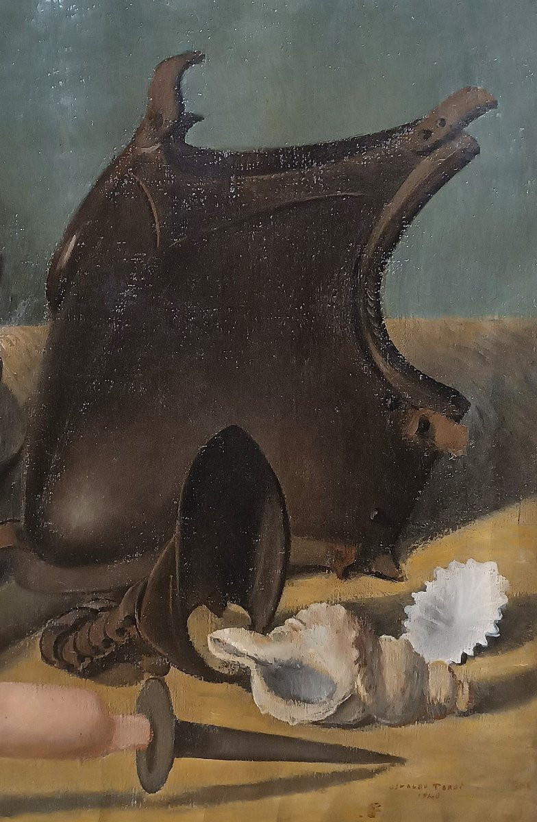 First Half Of The 20th Century Painting Still Life With Objects -photo-3