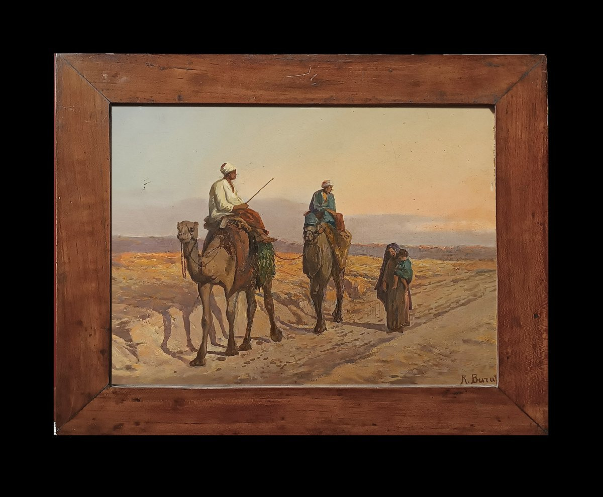 Early 20th Century Small Orientalist Paper Painting-photo-2