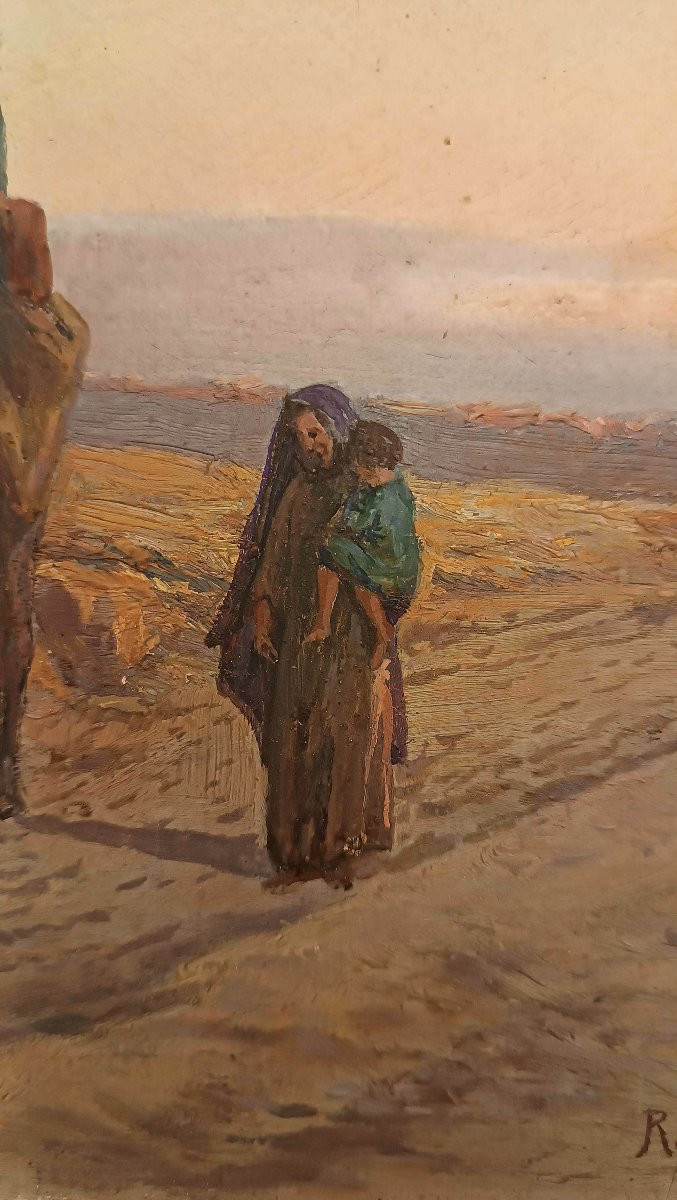 Early 20th Century Small Orientalist Paper Painting-photo-2