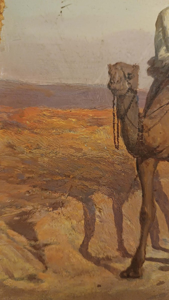 Early 20th Century Small Orientalist Paper Painting-photo-7