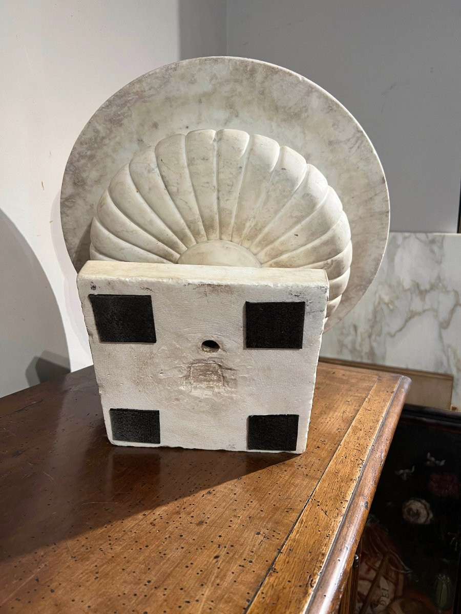 18th Century Pair Of White Marble Basins-photo-5