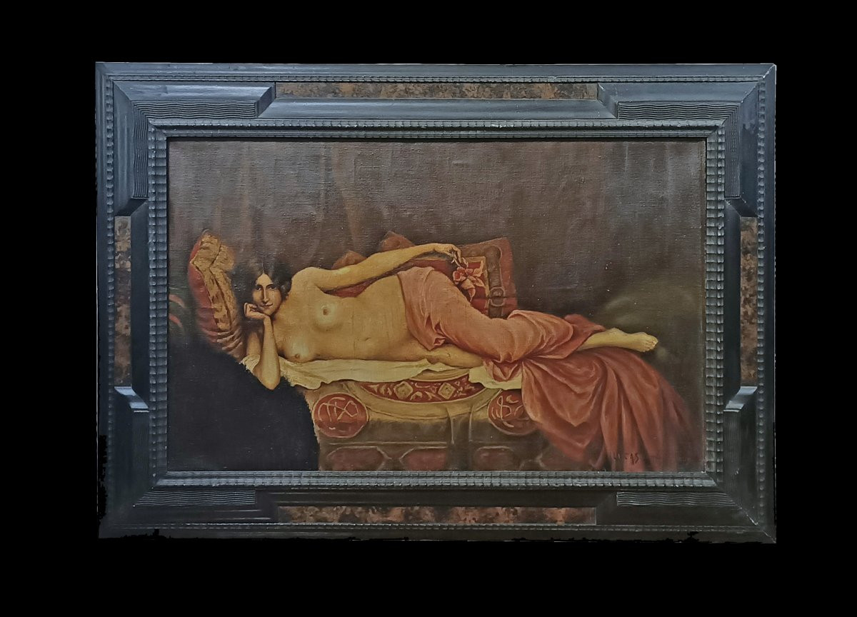 TABLEAU D'UN NU FÉMININ ART NOUVEAU FIN DU 19ème SIÈCLE-photo-2