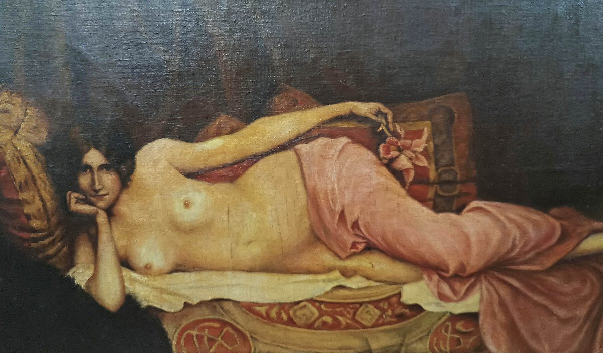 TABLEAU D'UN NU FÉMININ ART NOUVEAU FIN DU 19ème SIÈCLE-photo-2