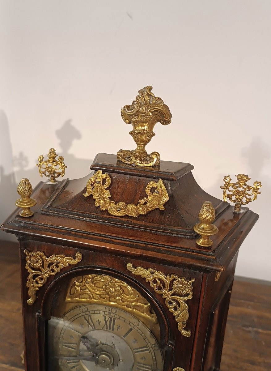 HORLOGE EN NOYER ET BRONZE DORÉ DEUXIÈME MOITIÉ DU 17ème SIÈCLE-photo-4