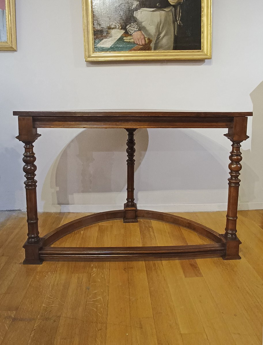 Late 17th Century Walnut Half-moon Console Table-photo-4