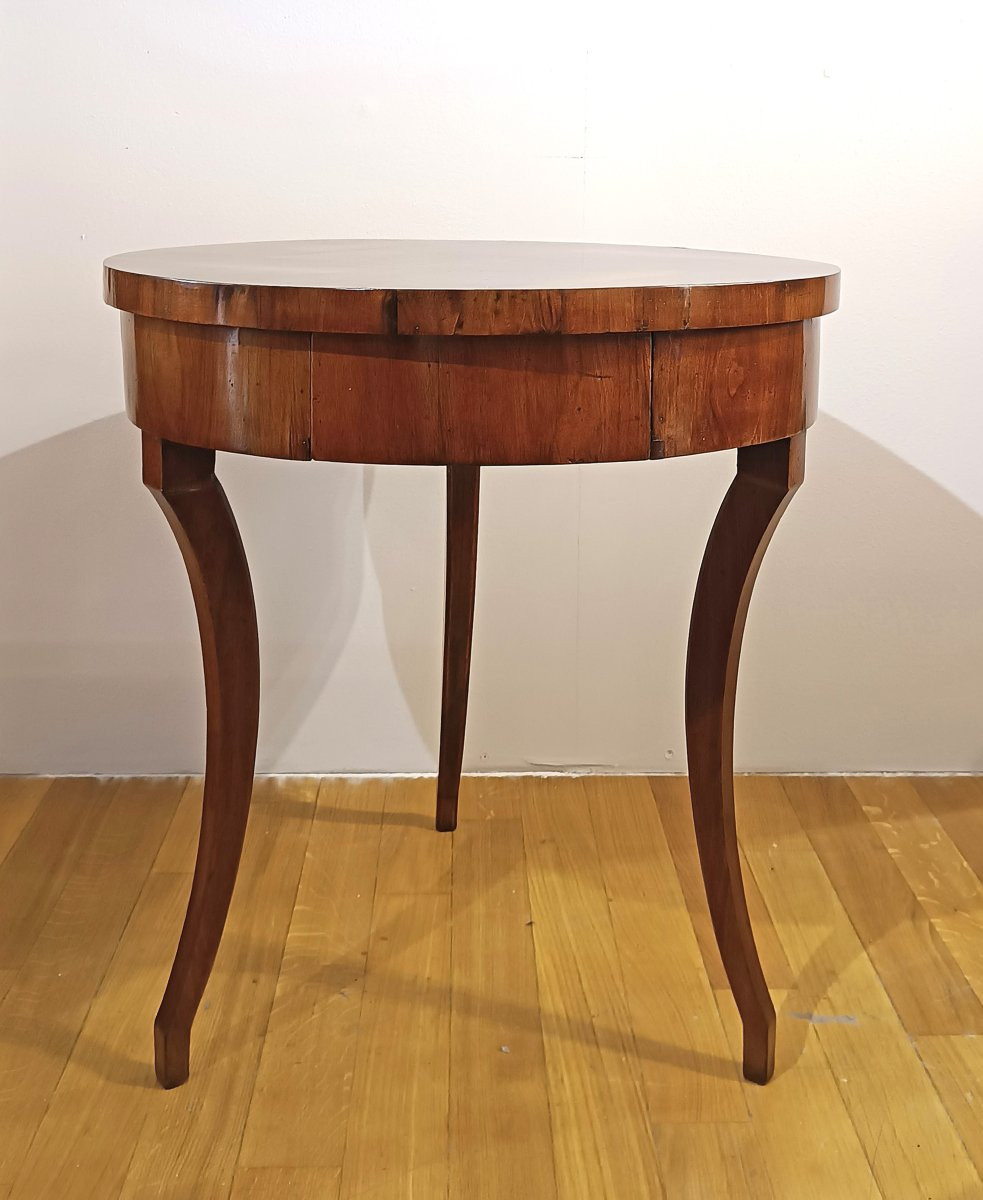 TABLE BASSE RONDE DIRECTOIRE EN NOYER FIN DU 18ème SIÈCLE-photo-2