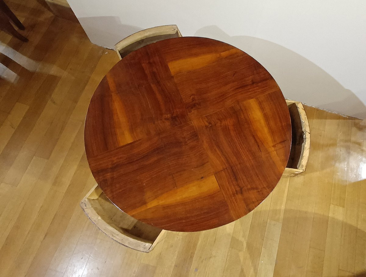 TABLE BASSE RONDE DIRECTOIRE EN NOYER FIN DU 18ème SIÈCLE-photo-3