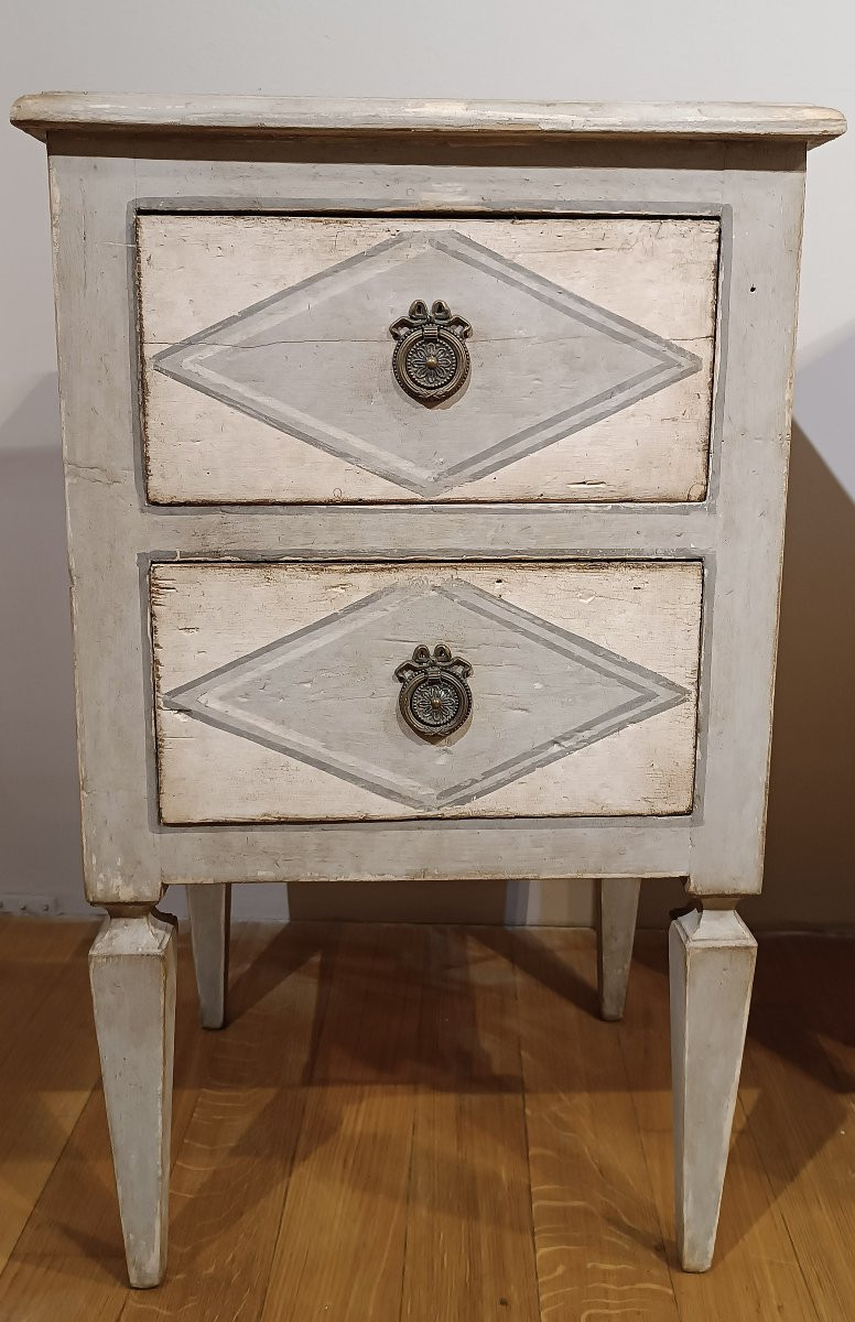 PAIRE DE TABLES DE CHEVET NÉOCLASSIQUES PEINTES DÉBUT DU 19ème SIÈCLE-photo-3