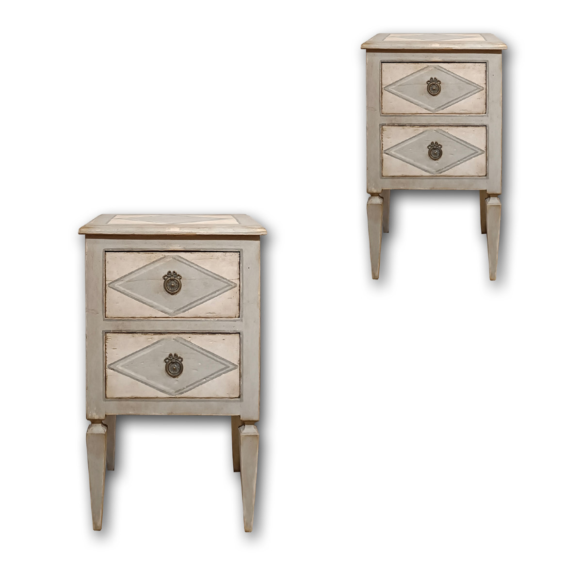 PAIRE DE TABLES DE CHEVET NÉOCLASSIQUES PEINTES DÉBUT DU 19ème SIÈCLE