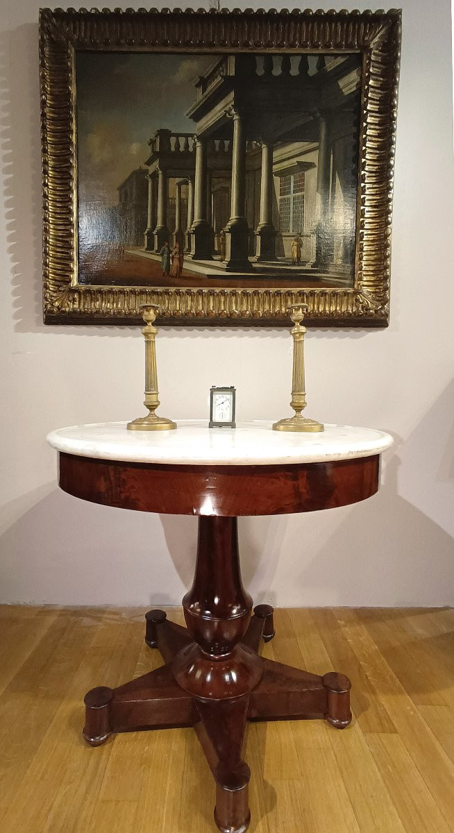 First Half Of The 19th Century Round Table In Mahogany -photo-6