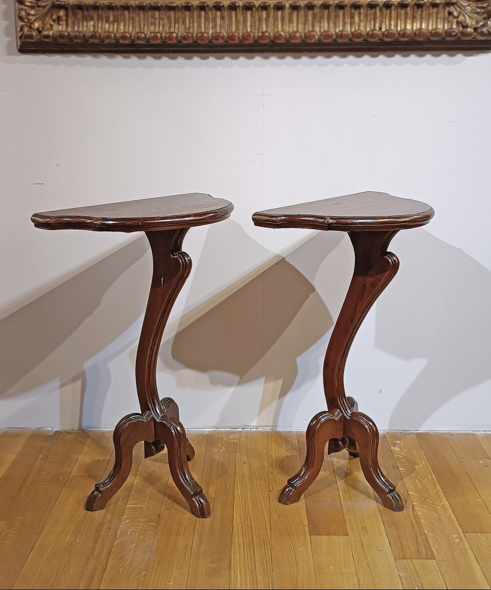 Pair Of 19th Century Gueridon Console Tables-photo-2